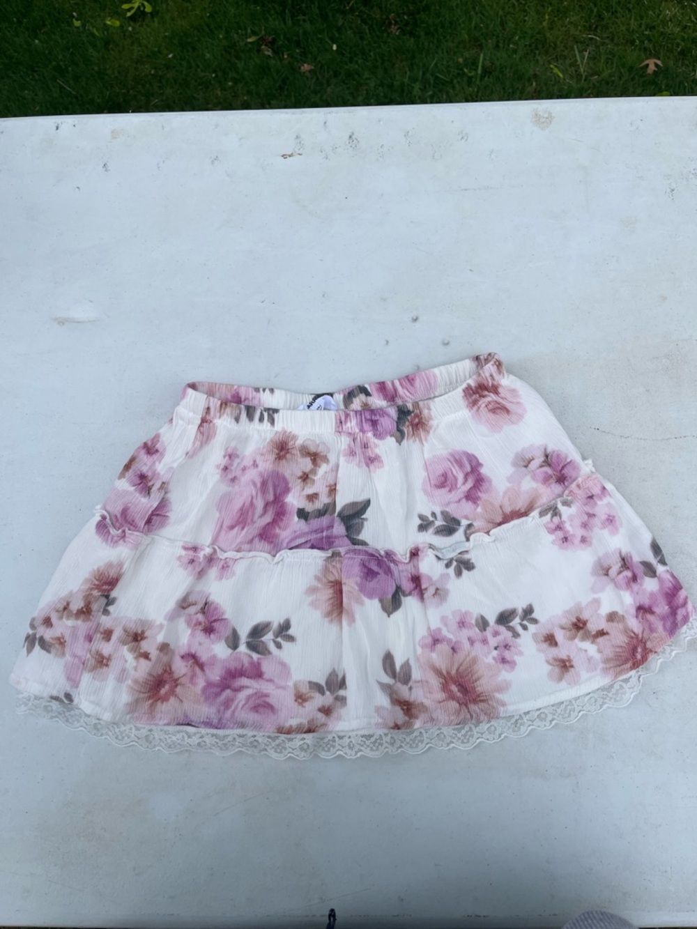 Floral Tiered Skirt - Pink White